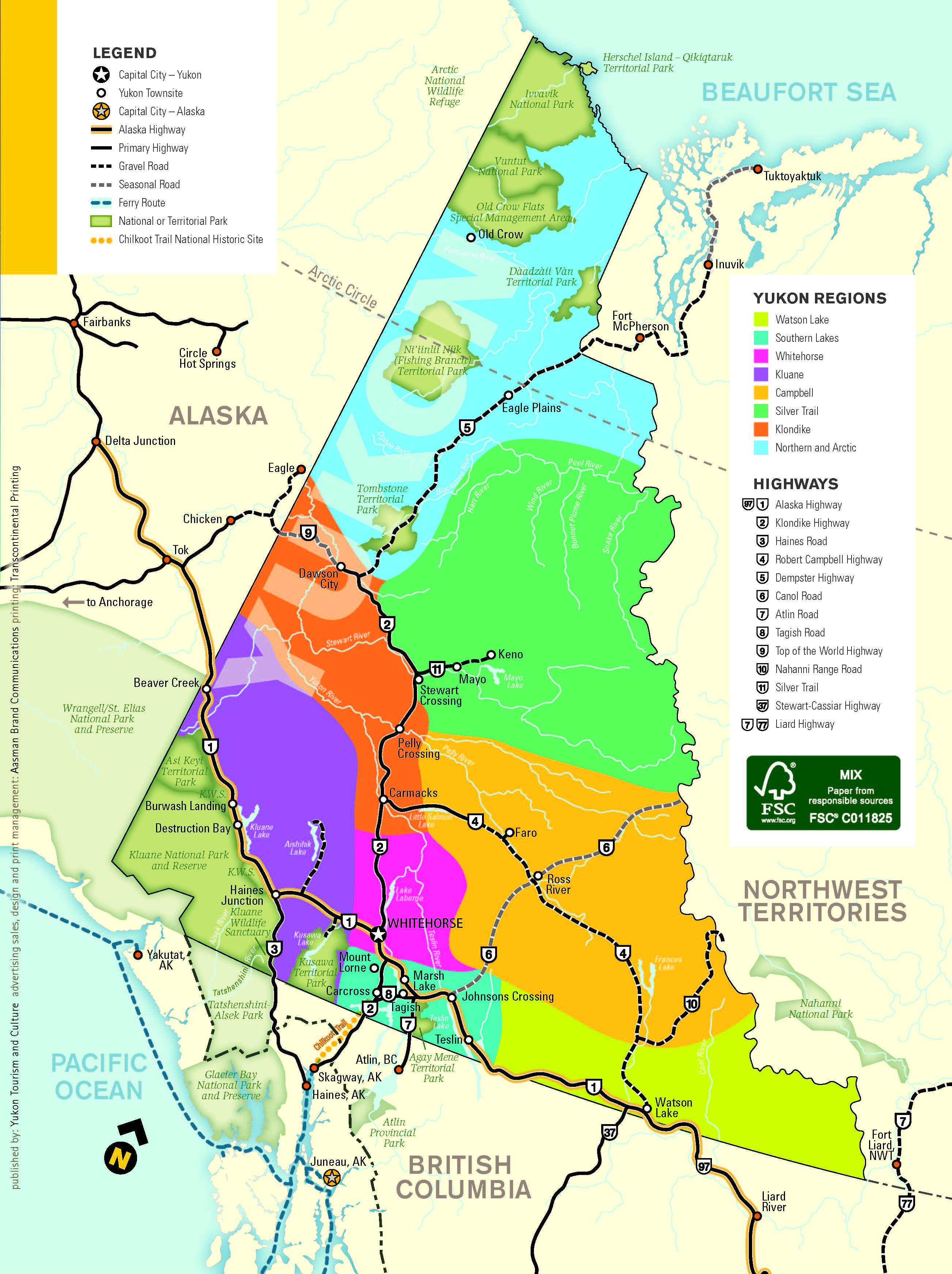 Yukon regions map